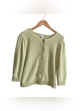 Apt. 9 Y2k Cotton Blend Knit Light Green Coquette Soft Girl Cardigan Sweater L
